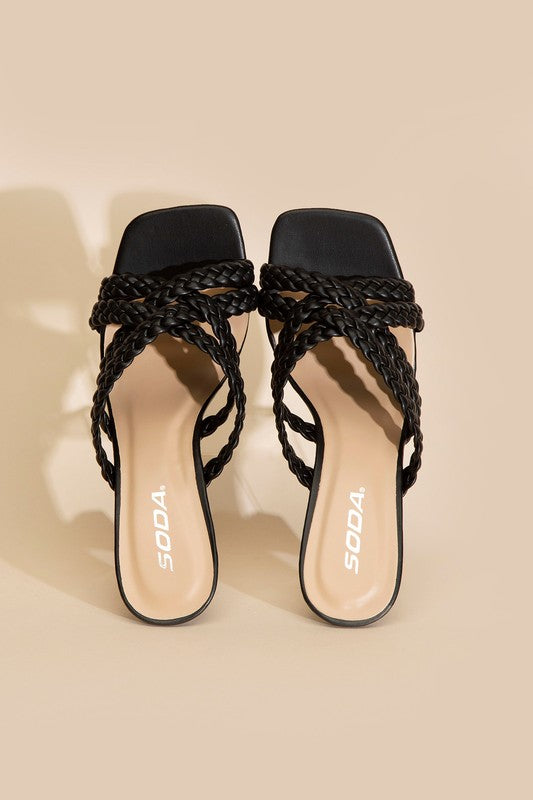 KELLAN-S Double Cross Braided Heels  HOUSE OF SHE