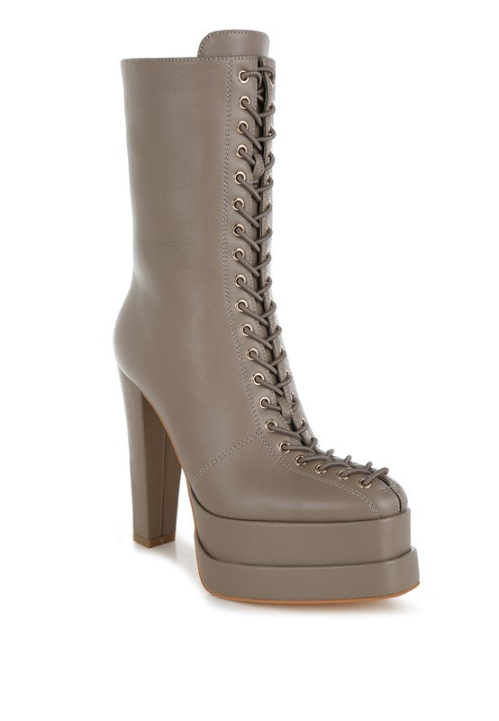 Sayal Faux Leather Lace Up Boots  HOUSE OF SHE
