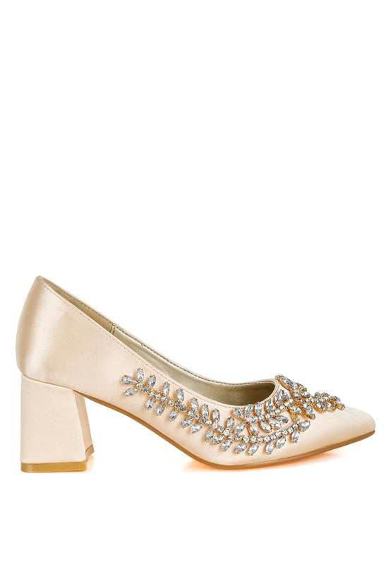 Abatina Satin Diamante Embellished Pumps  HOUSE OF SHE