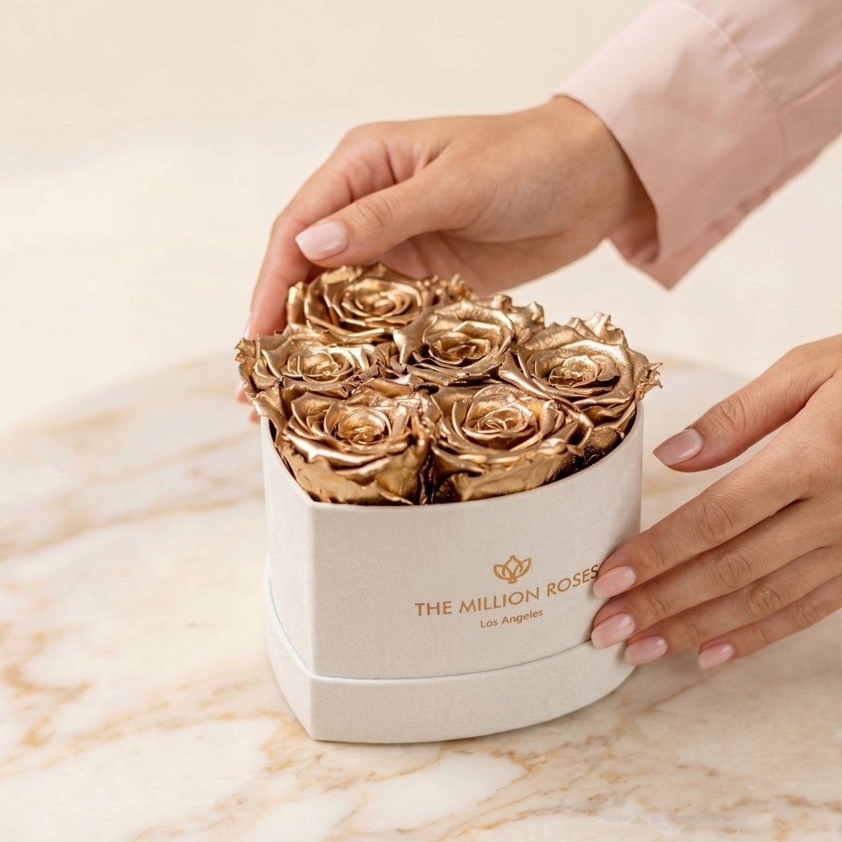 Baby Heart Beige Box | Gold Roses - HOUSE OF SHE