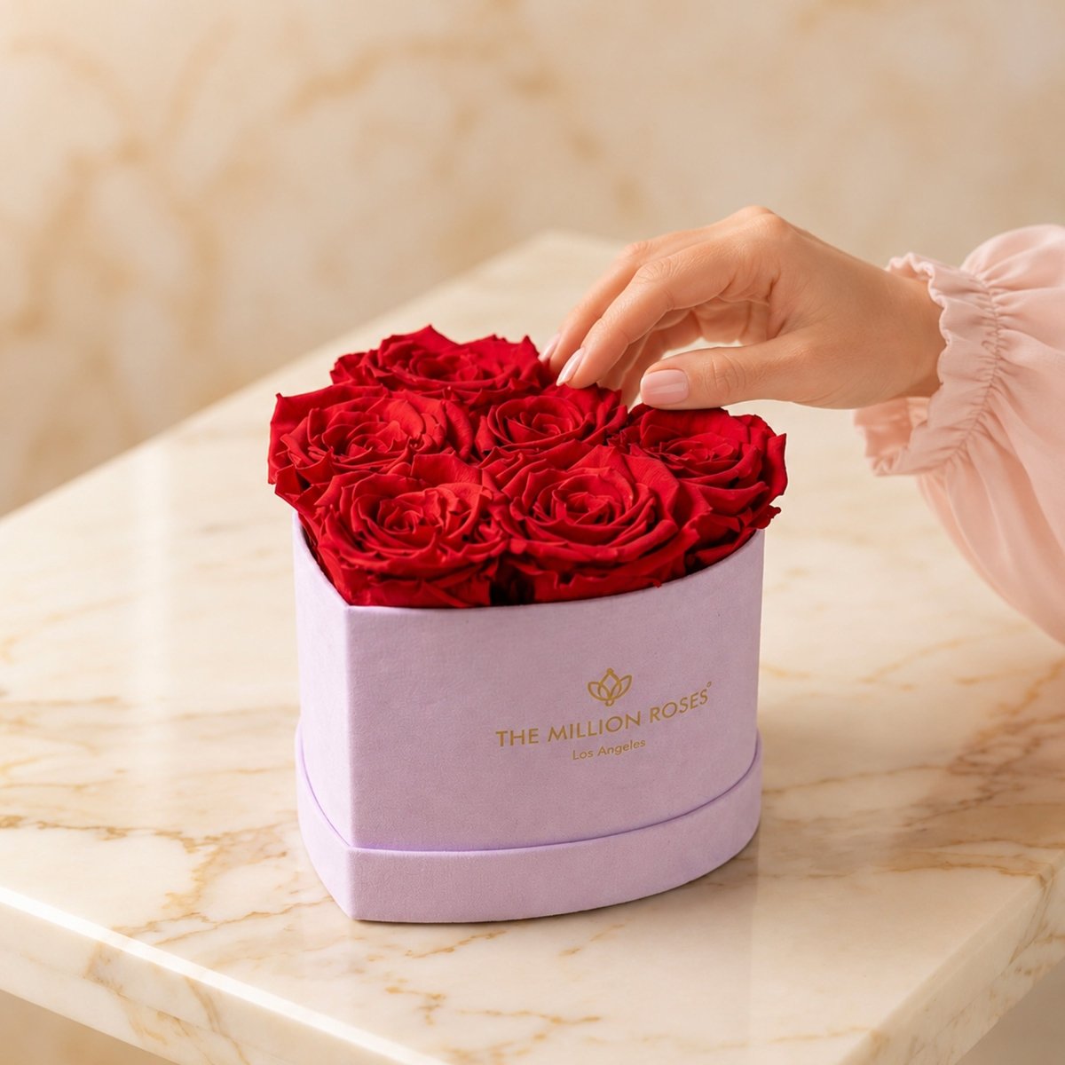 Baby Heart Light Pink Box | Red Roses - HOUSE OF SHE