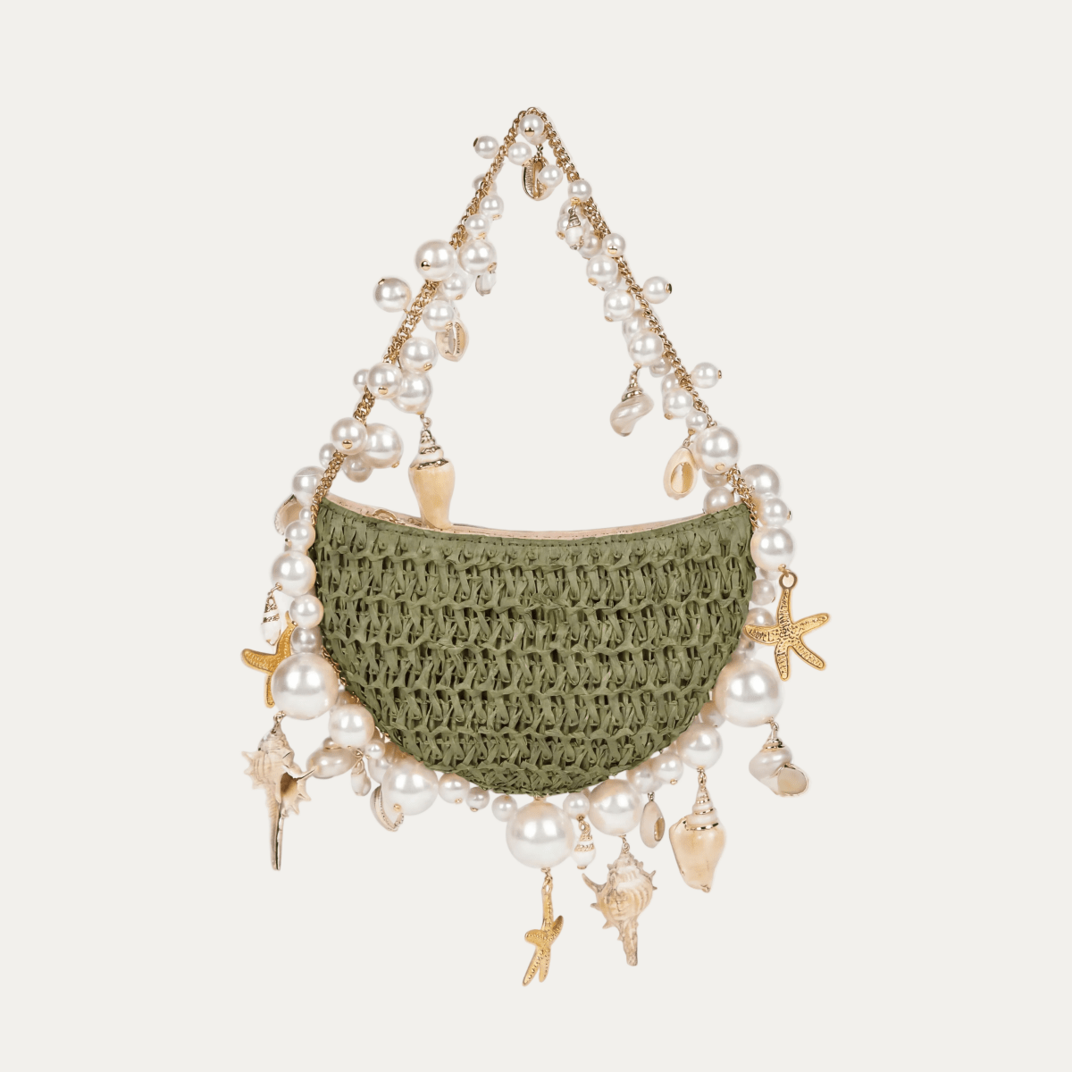 Bahari Raffia Shell Bag in Verde Palma - HOUSE OF SHE