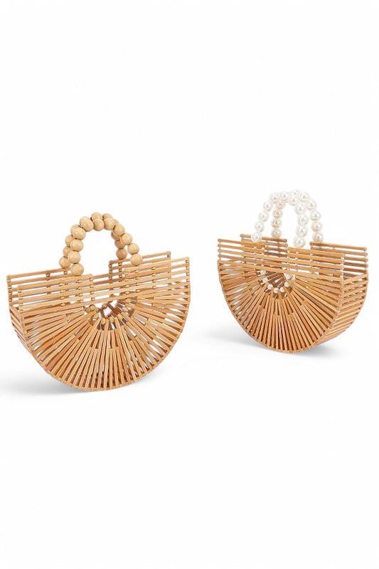 Bamboo Structure Half Circle Clutch Bag - HOUSE OF SHE