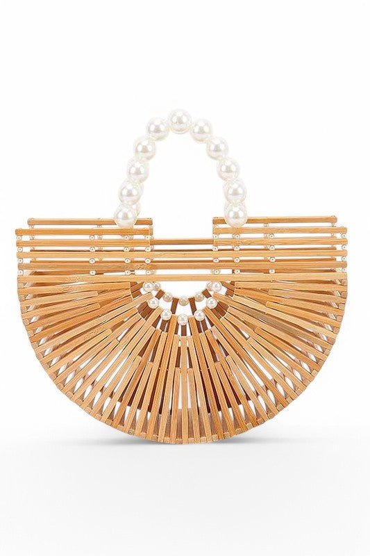 Bamboo Structure Half Circle Clutch Bag - HOUSE OF SHE