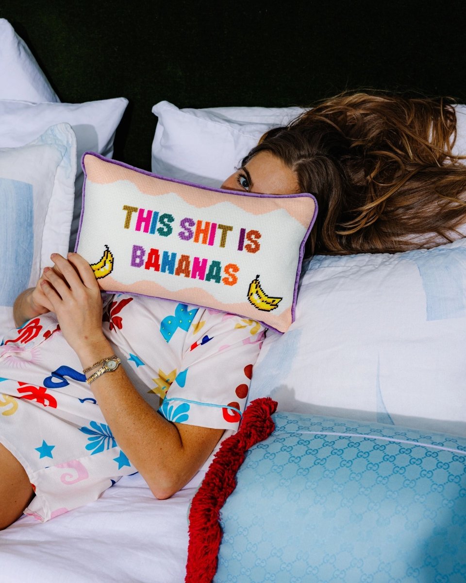Bananas Needlepoint Pillow - HOUSE OF SHE
