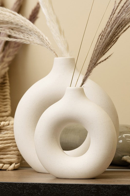 Modern Ceramic Vase Round Shape - 2 pcs/set