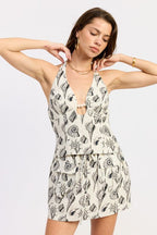 BEADED CUTOUT HALTER TOP - HOUSE OF SHE