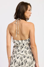 BEADED CUTOUT HALTER TOP - HOUSE OF SHE
