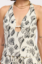 BEADED CUTOUT HALTER TOP - HOUSE OF SHE