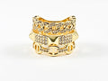 Beautiful Elegant Layered Belt & Chain Design Gold Tone Brass Ring - HOUSE OF SHE