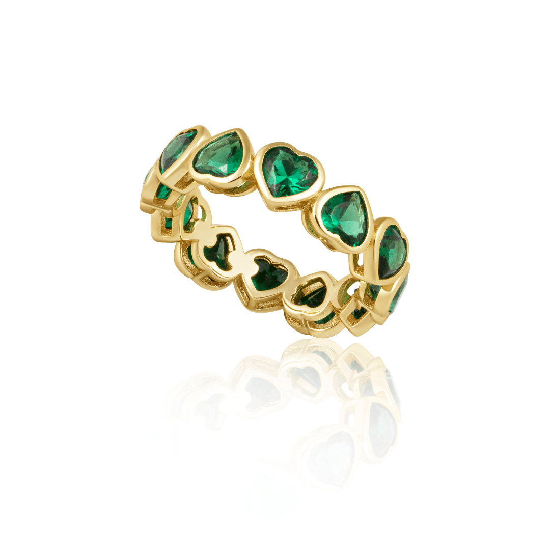Bezel Heart Ring Emerald - HOUSE OF SHE