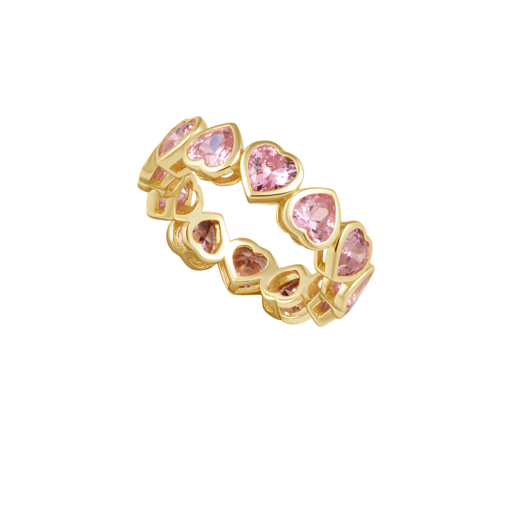 Bezel Heart Ring Pink - HOUSE OF SHE