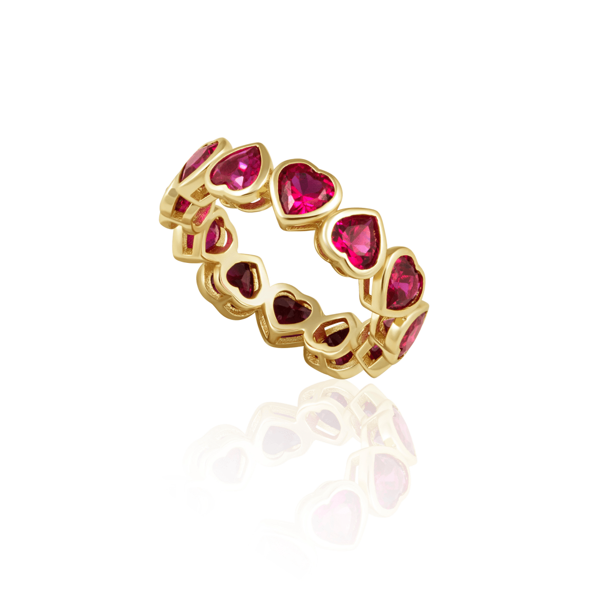 Bezel Heart Ring Ruby Red - HOUSE OF SHE