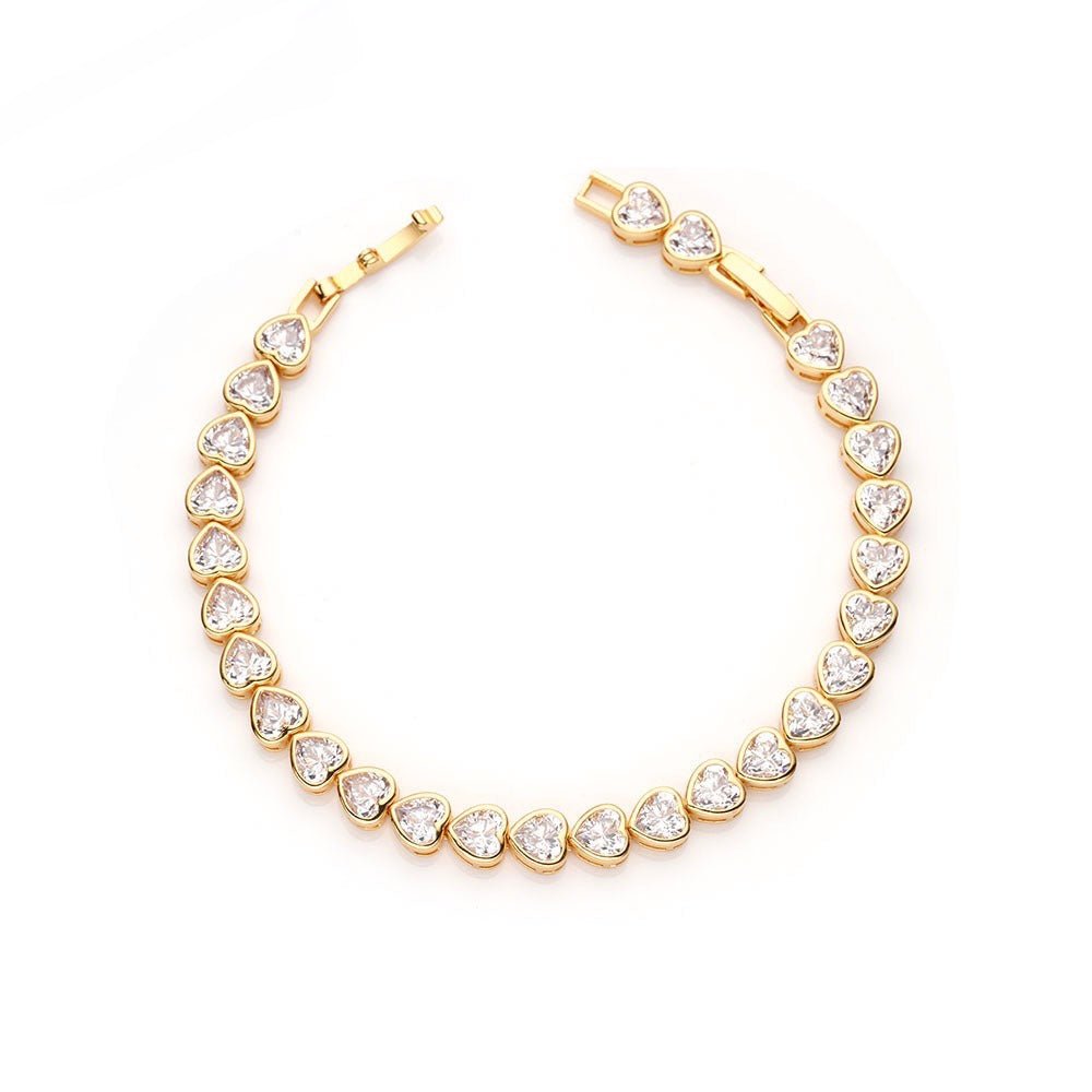 Bezel Heart Tennis Bracelet - HOUSE OF SHE