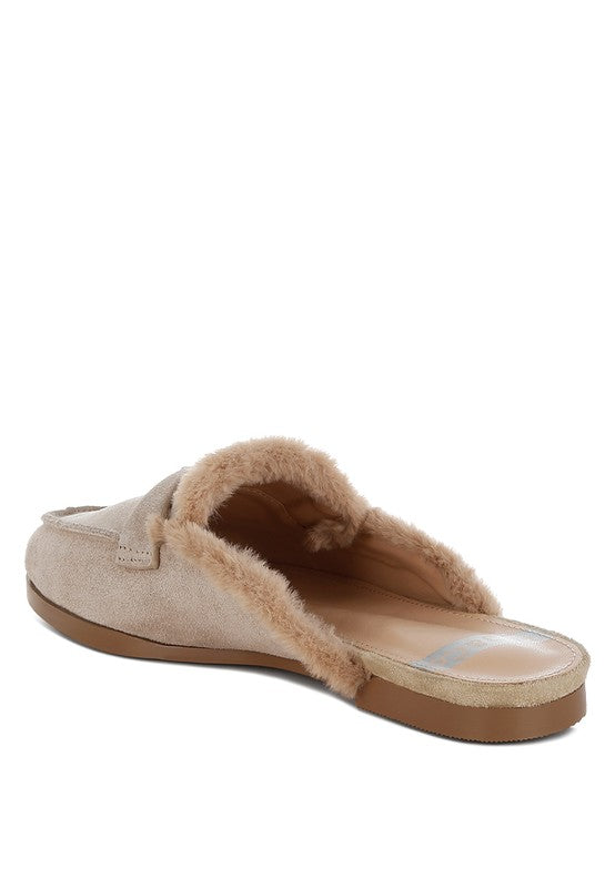 Bosnia Suede & Faux Fur Slip On Mules  HOUSE OF SHE