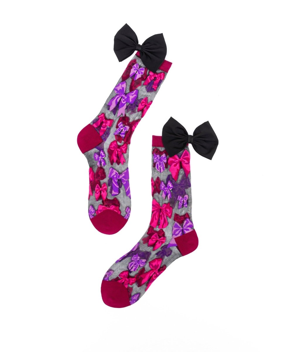 Big Bow Energy Black Sheer Crew Sock - HOUSE OF SHE