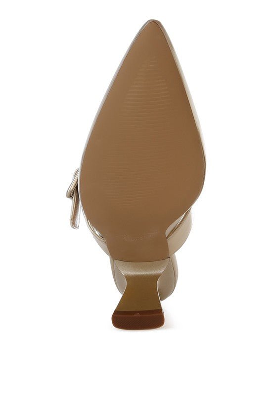 Bismi Large Buckle Kitten Heel Mules - HOUSE OF SHE