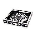 Black White Geometric Serving Ottoman Decorative Tray 12x12 - HOUSE OF SHE