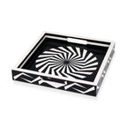 Black White Geometric Serving Ottoman Decorative Tray 12x12 - HOUSE OF SHE