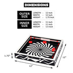 Black White Geometric Serving Ottoman Decorative Tray 12x12 - HOUSE OF SHE