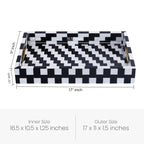 Black White Optique Pixel Resin Decorative Tray Brass 11x17 - HOUSE OF SHE