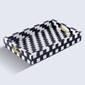 Black White Optique Pixel Resin Decorative Tray Brass 11x17 - HOUSE OF SHE