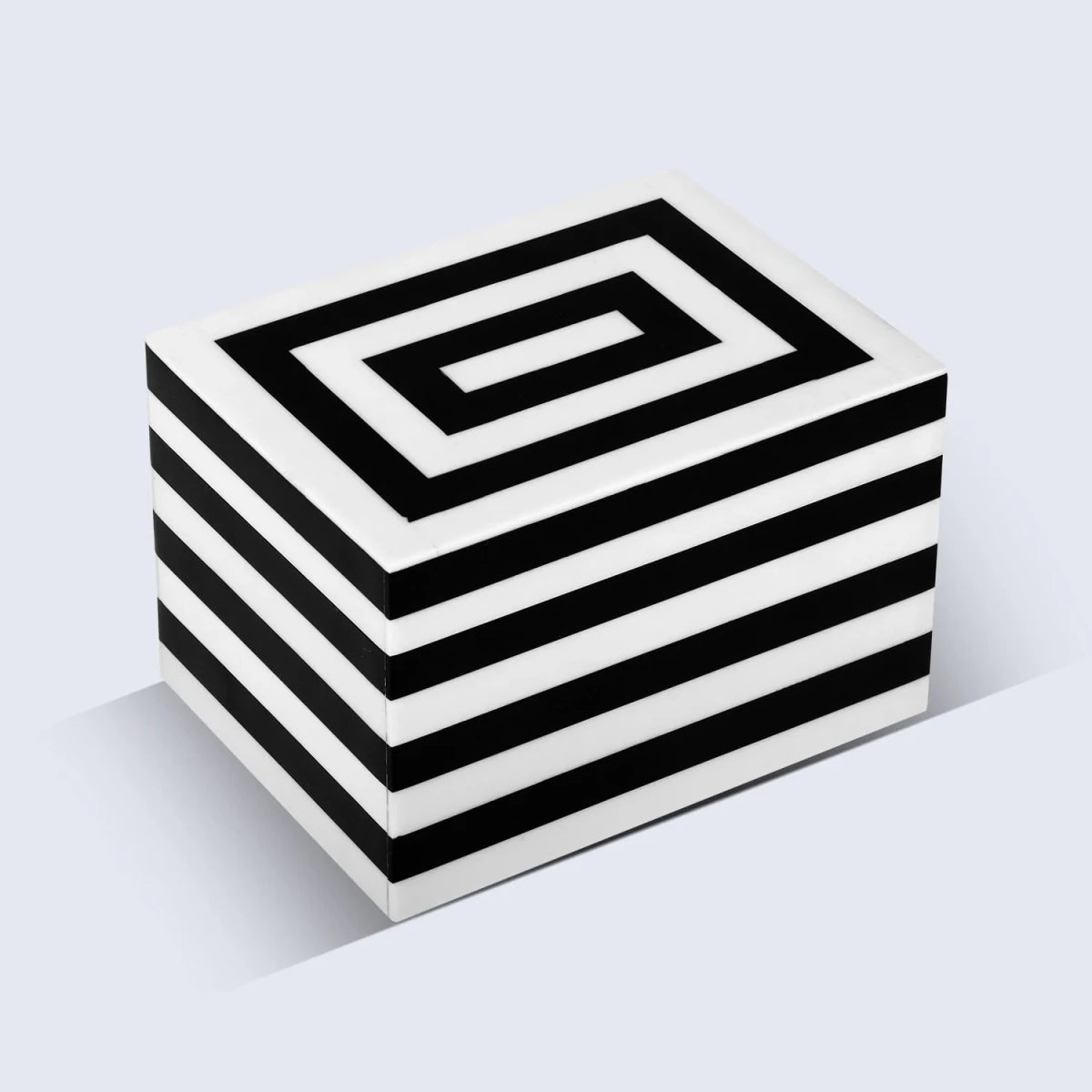 Black White Resin Inlay Concentric Decorative Box - 8 Sizes - HOUSE OF SHE