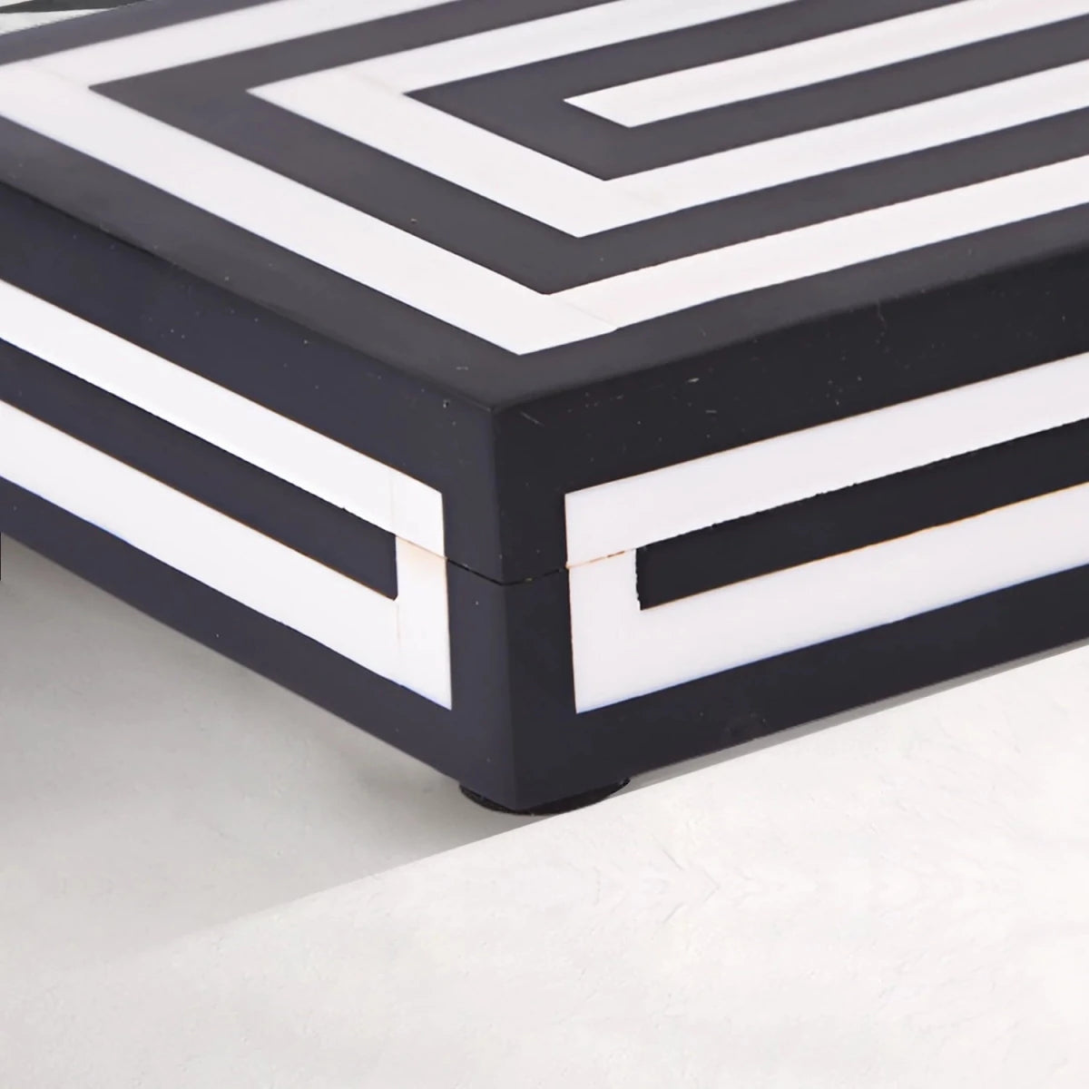 Black White Resin Inlay Concentric Decorative Box - 8 Sizes - HOUSE OF SHE