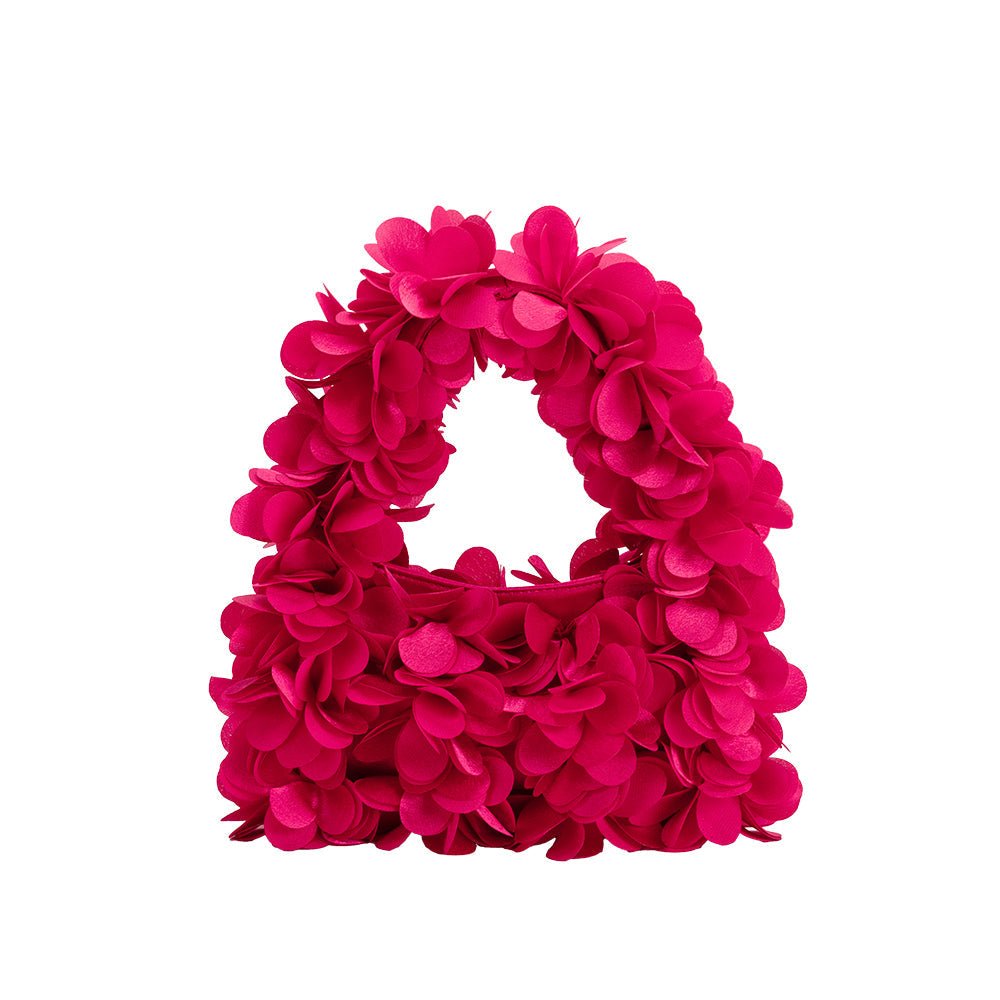 Bloom Fuchsia Vegan Satin Top Handle Bag - HOUSE OF SHE