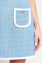 BLUE SKIES AND DAYDREAMS WOVEN MINI DRESS - HOUSE OF SHE