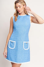 BLUE SKIES AND DAYDREAMS WOVEN MINI DRESS - HOUSE OF SHE