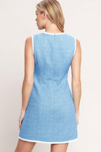 BLUE SKIES AND DAYDREAMS WOVEN MINI DRESS - HOUSE OF SHE