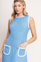 BLUE SKIES AND DAYDREAMS WOVEN MINI DRESS - HOUSE OF SHE