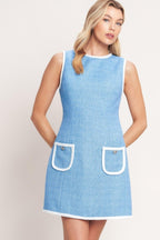 BLUE SKIES AND DAYDREAMS WOVEN MINI DRESS - HOUSE OF SHE