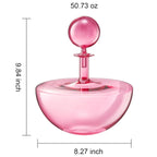 Blush Pink Low Arc Glass Decanter Handblown Captain’s Style Carafe - HOUSE OF SHE