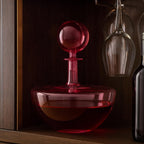 Blush Pink Low Arc Glass Decanter Handblown Captain’s Style Carafe - HOUSE OF SHE
