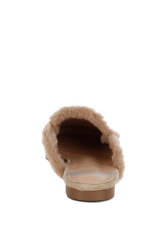 Bosnia Suede & Faux Fur Slip On Mules - HOUSE OF SHE