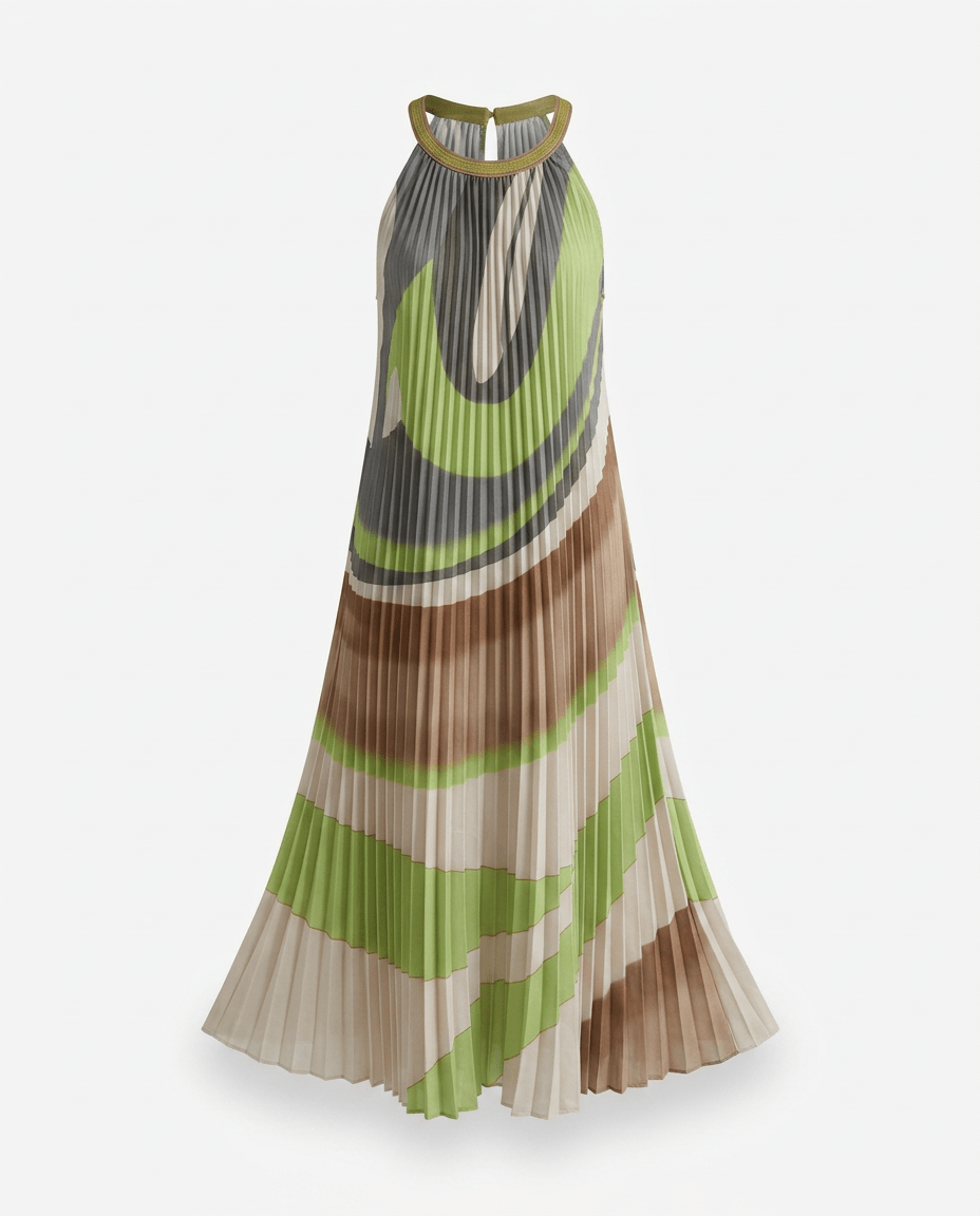 Boundless Pleated Halter Maxi Dress - HOUSE OF SHE