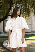 BROMELIA DRESS MINI IN EMBROIDERY GARDEN OFF WHITE - HOUSE OF SHE