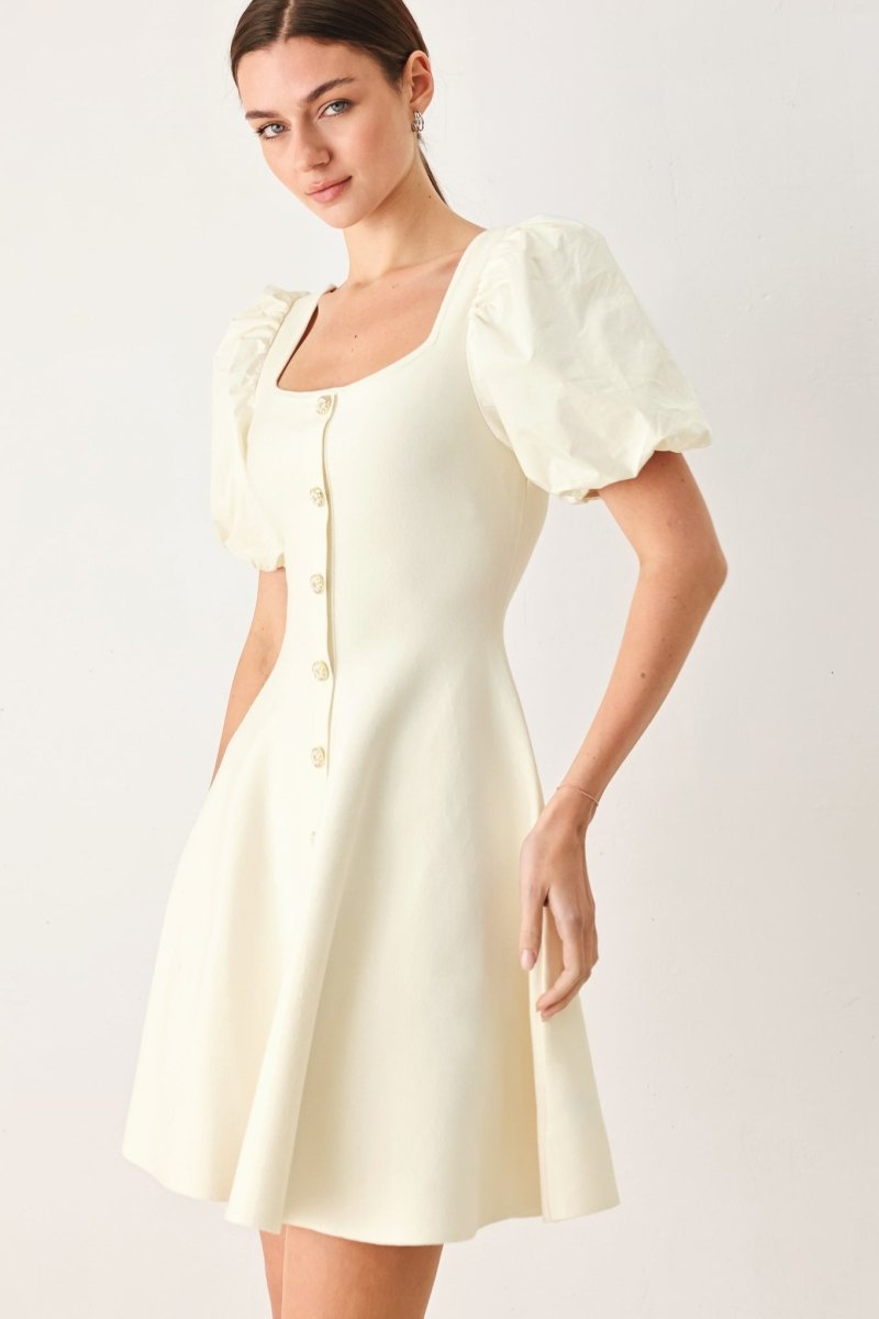 Buttercream Darling Sweater Knit Mini Dress - HOUSE OF SHE