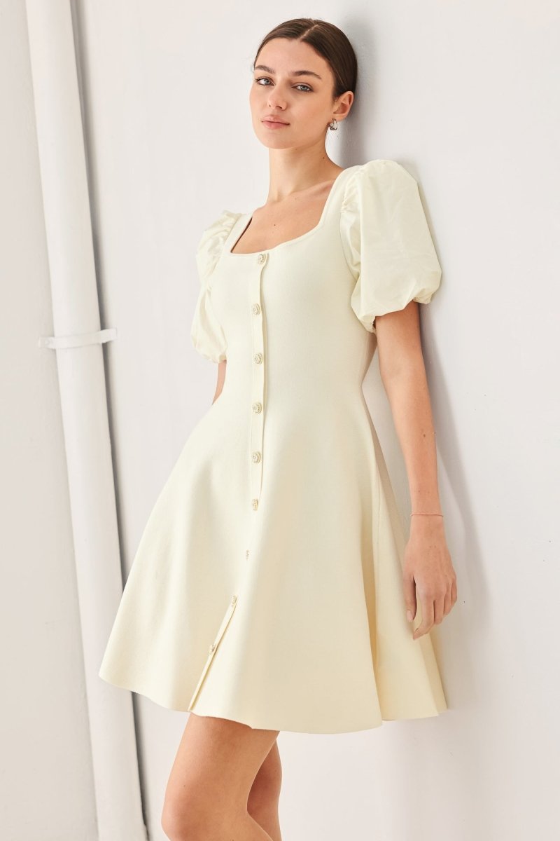 Buttercream Darling Sweater Knit Mini Dress - HOUSE OF SHE