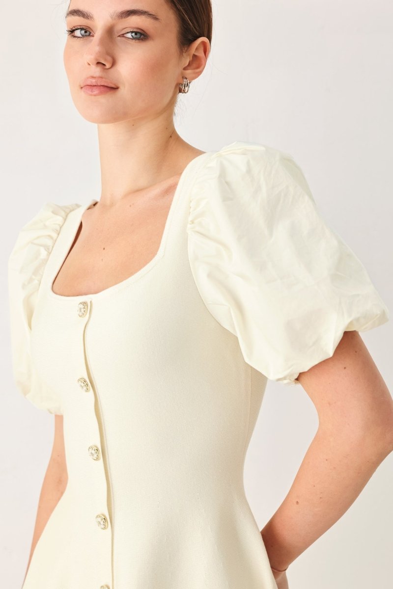 Buttercream Darling Sweater Knit Mini Dress - HOUSE OF SHE