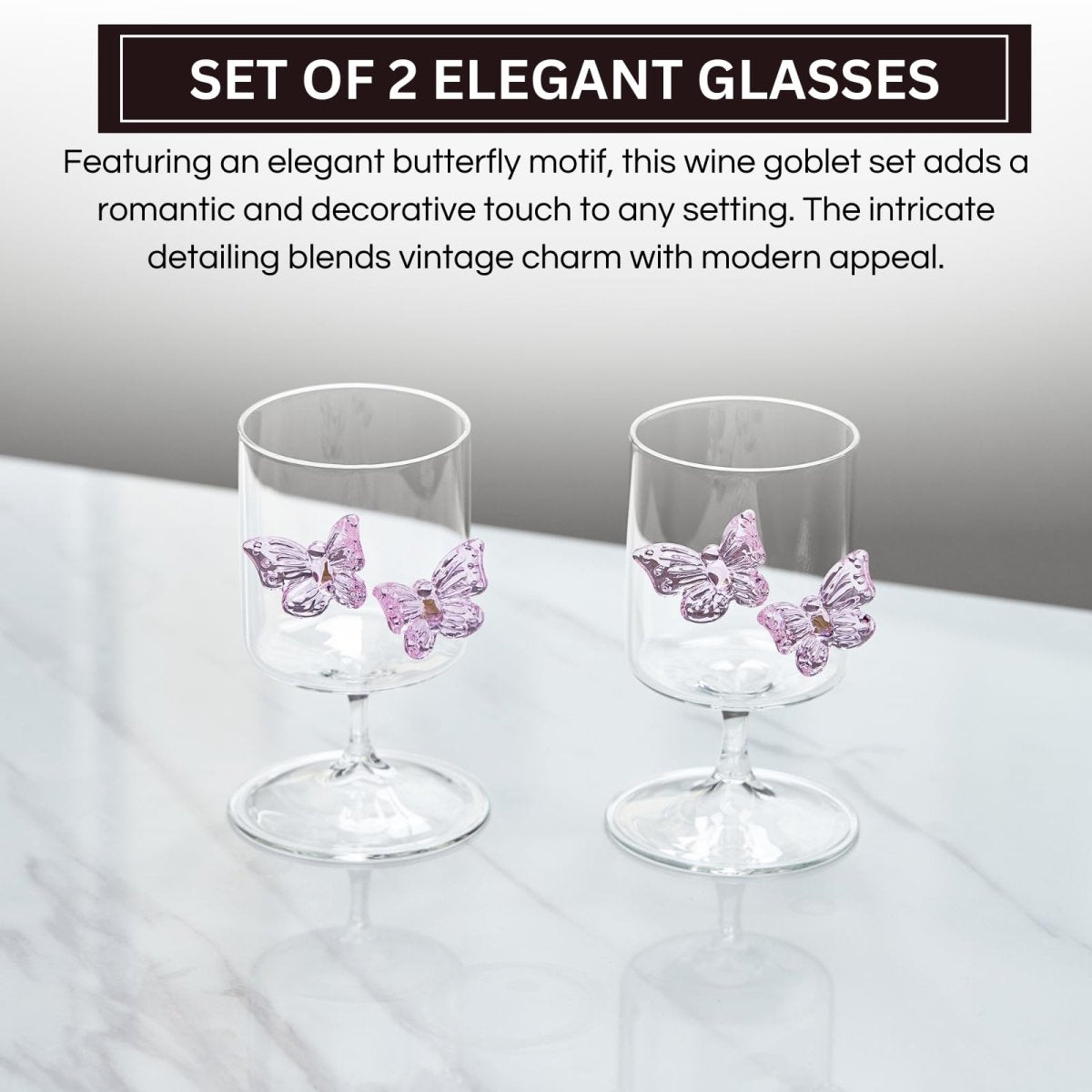 Butterfly Wine Goblet set of 2 - HOUSE OF SHE