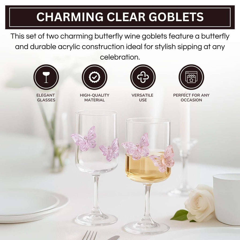 Butterfly Wine Goblet set of 2 - HOUSE OF SHE