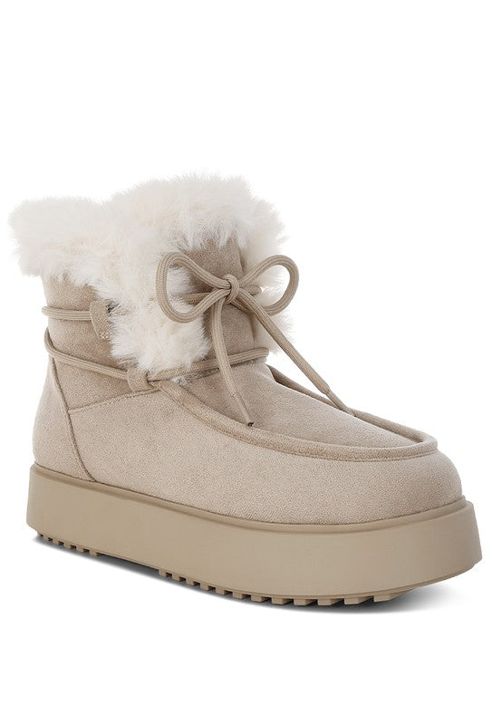 Bunting Faux Fur Collar Flatform Boots  HOUSE OF SHE