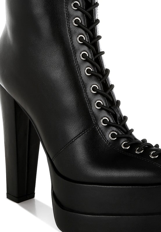 Sayal Faux Leather Lace Up Boots  HOUSE OF SHE