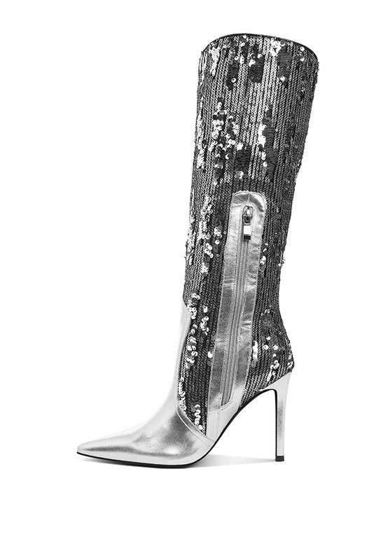 Sitarah Sequin Embellished Stiletto Long Boots  HOUSE OF SHE