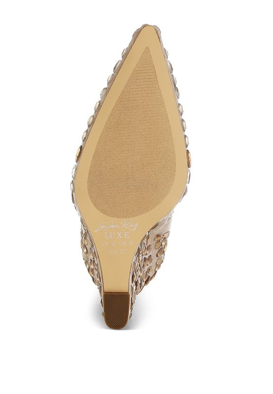 Trend Titan Diamante Slim Wedge Heel Boots  HOUSE OF SHE