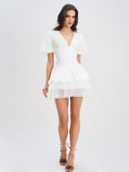 Caitlyn Bubble Sleeve Layered Mini Corset Dress - HOUSE OF SHE