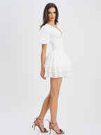 Caitlyn Bubble Sleeve Layered Mini Corset Dress - HOUSE OF SHE